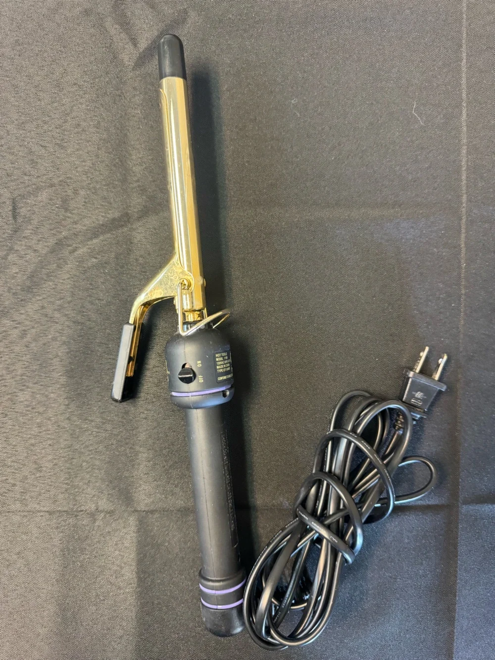 Black and Gold Curling Wand with Purple Accents - Unbranded
